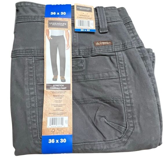 LEGENDARY OUTFITTERS Pants Men's Canvas 36X30 Gray Straight Leg Stretch NWT - Picture 1 of 9